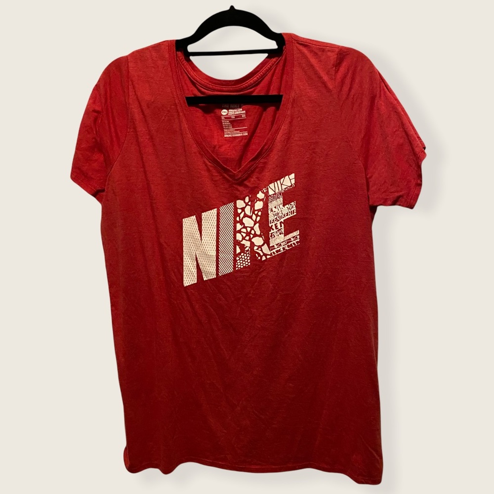 Nike Womens Plus V Neck Logo T Shirt